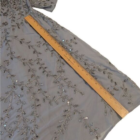 RAGA Icy Princes Gray Silver Beaded Sequined 3/4 Sleeves Dress Size M NWT - Picture 10 of 16